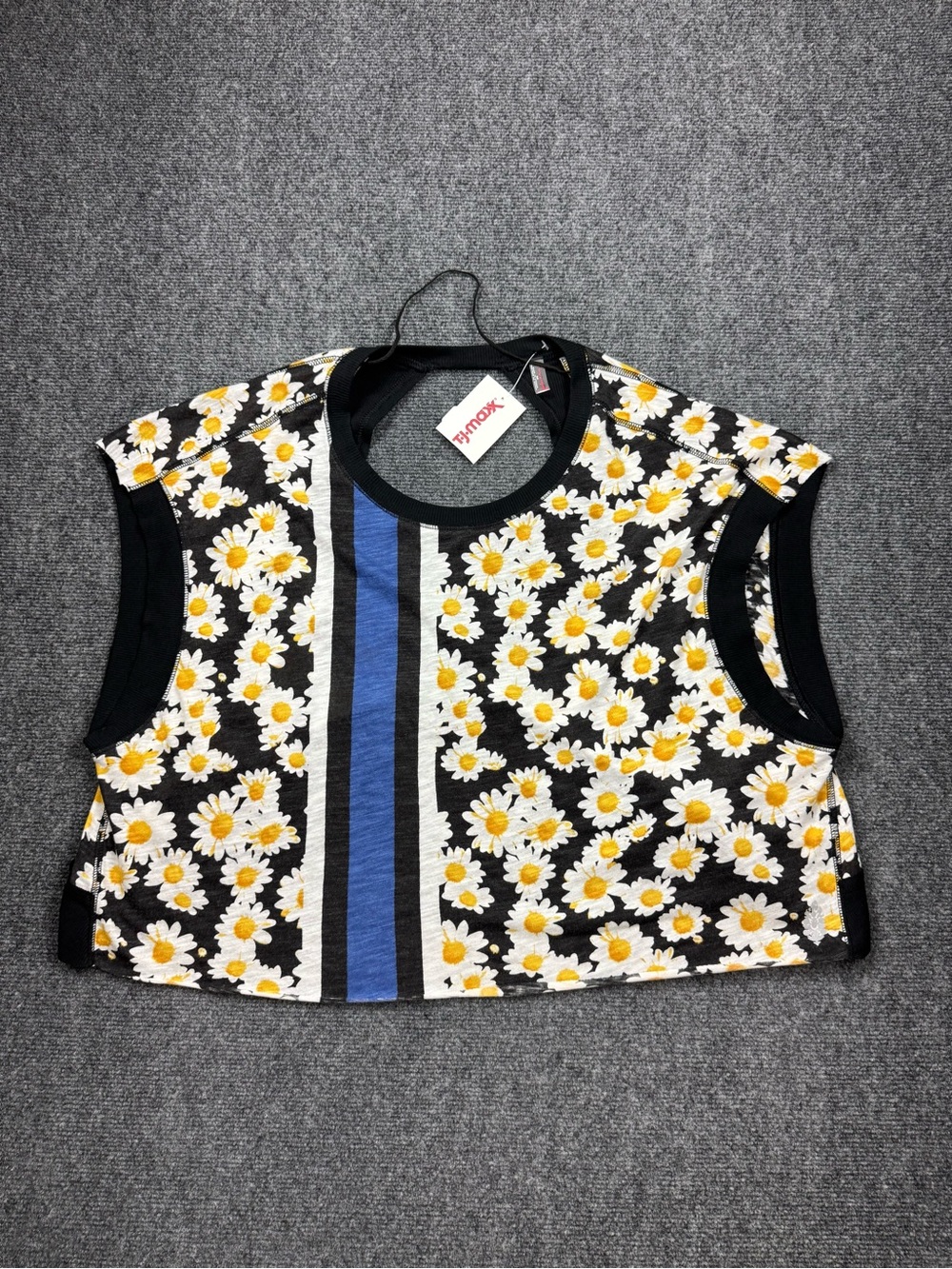 NWOT Free People FP Movement My Time Printed Tee Daisy Black Combo Small 1394